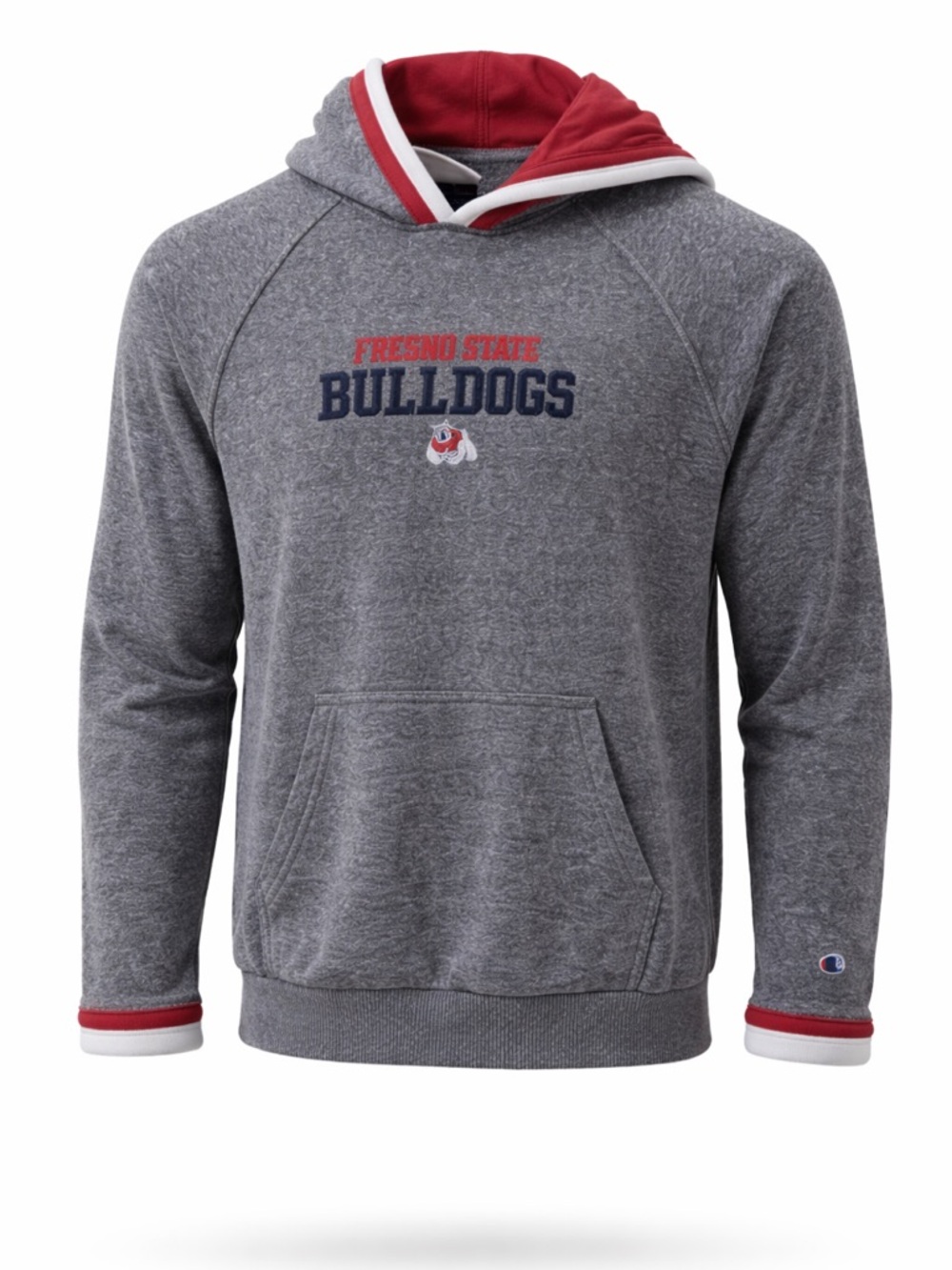 Champion Fresno State Bulldogs Hoodie Medium Gray Red NCAA Pullover Sweatshirt